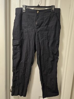Women's Sonoma Black Cropped Cargo Pants - Classic Utility Style Size 14